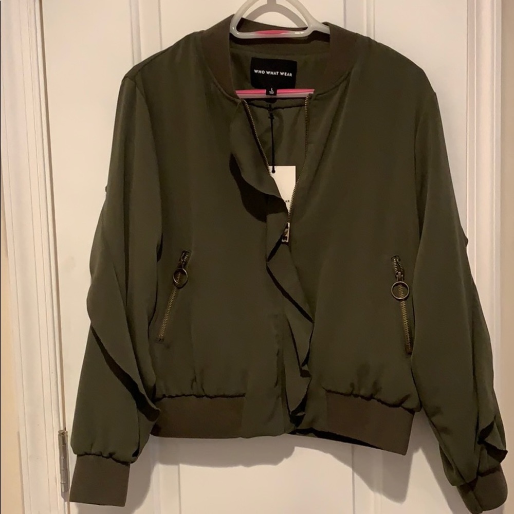 Who What Wear Paris Green Bomber Jacket